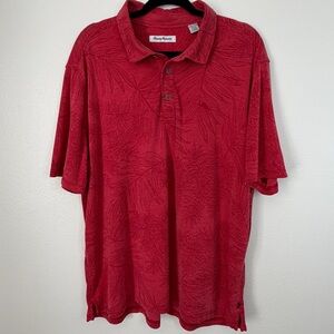 Tommy Bahama Polo Shirt Men's Miramar Blooms Chili Pepper Red Size XXL